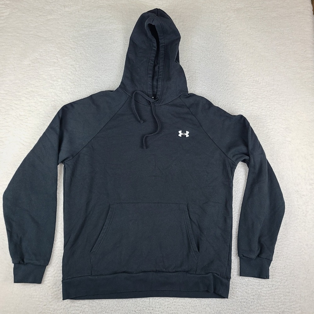 Under Armour Hoodie Mens Large Black Solid Rival Fleece Cotton